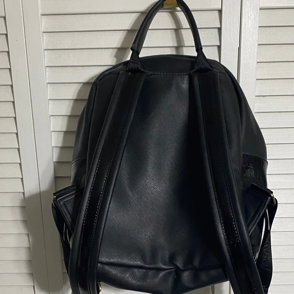 Betsey Paten leather Black Backpack with Gold Details